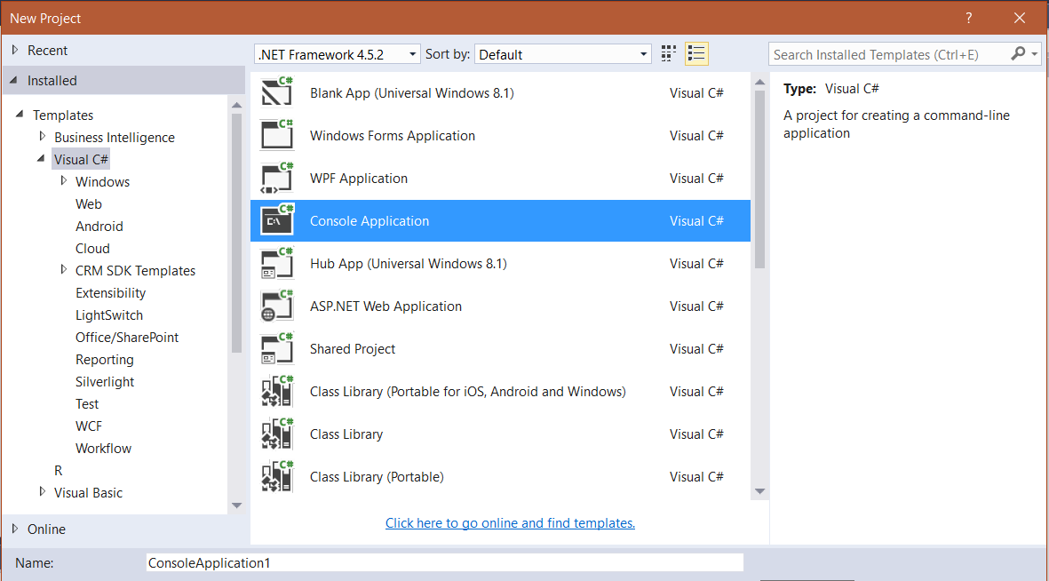 creating a new file for console app visual studio