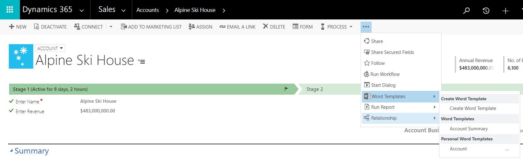 Dynamics 365 Word Template Repeating Table Filter