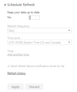 Power BI Schedule Refresh Settings