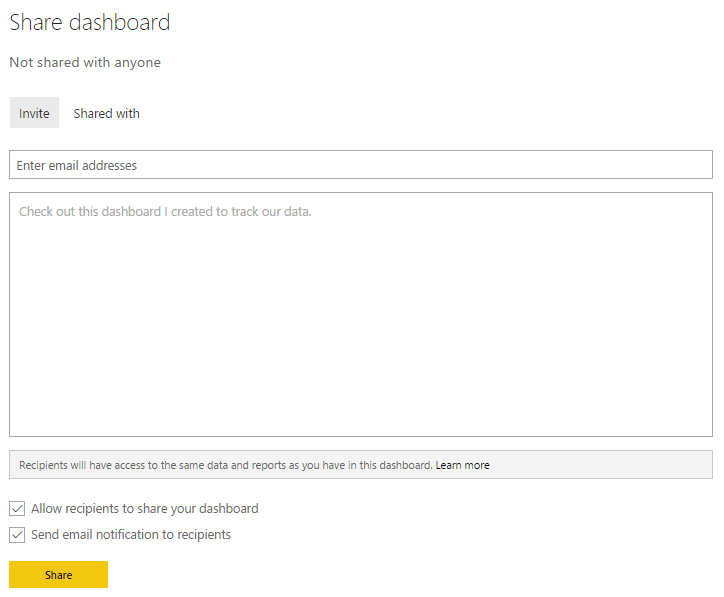 Power BI Share Dashboard