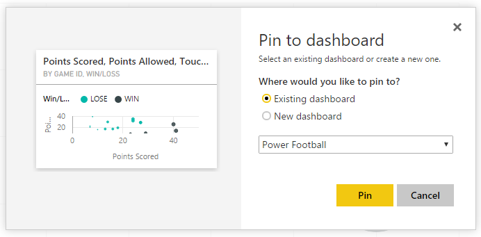 Pin to Dashboard