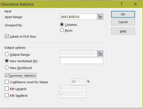 discription analysis toolpak excel 2016