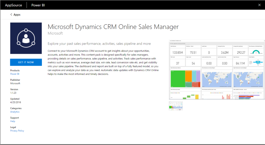 Install Power BI Dynamics 365 for Sales Content Pack - Carl de Souza