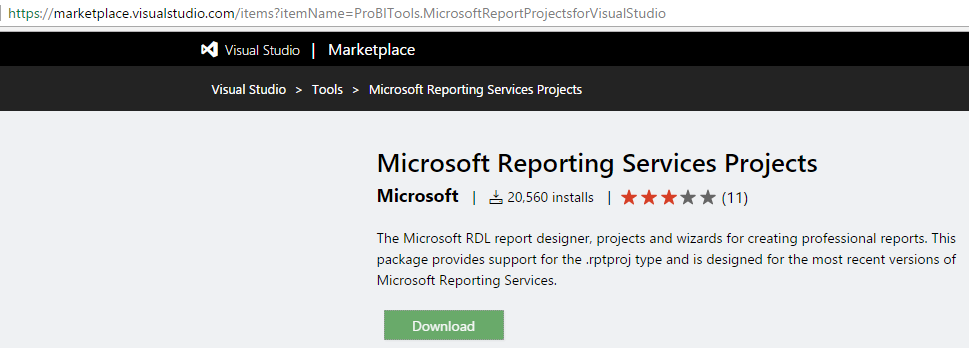 microsoft reporting services projects 2017 download
