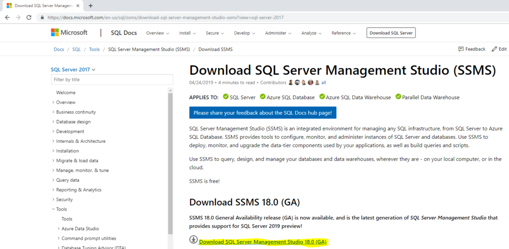 download sql server management studio 2017 full version
