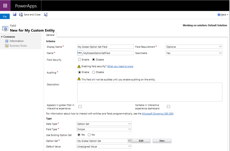 Using Local and Global Option Sets in Dynamics 365 Forms - Carl de Souza