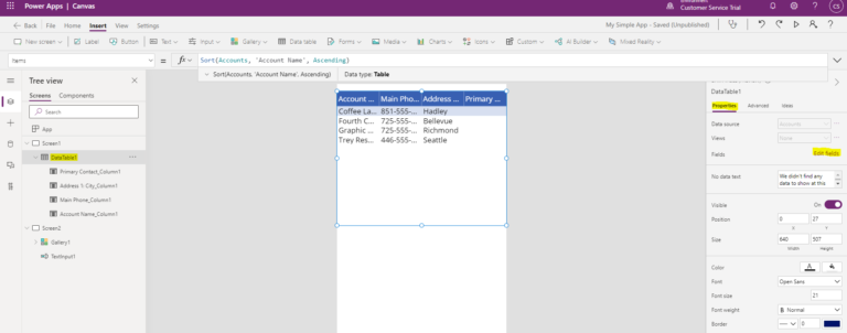 Adding Fields to a Data Table Data Source in Power Apps Canvas Apps ...