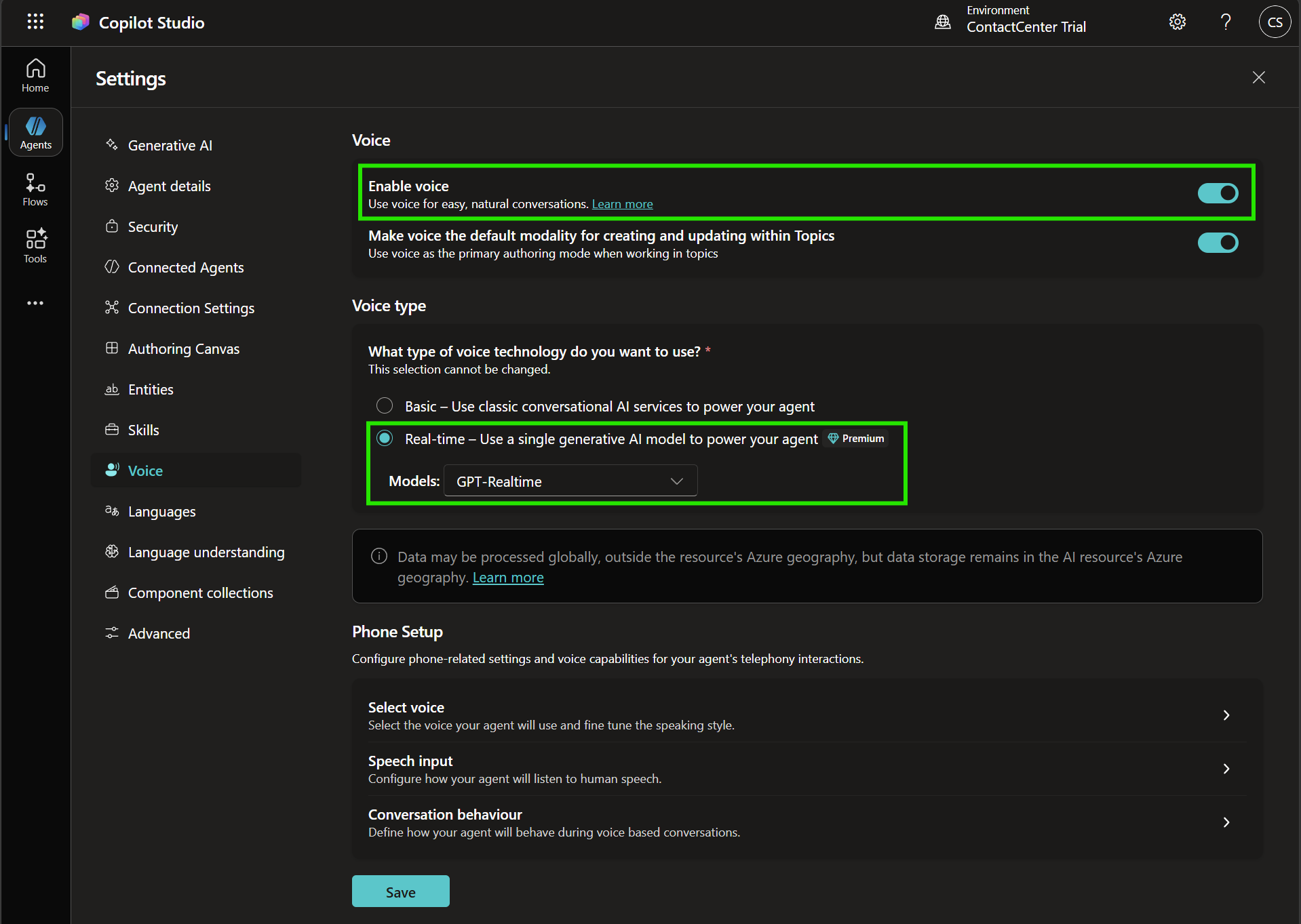 Enable GPT-Realtime voice in Copilot Studio